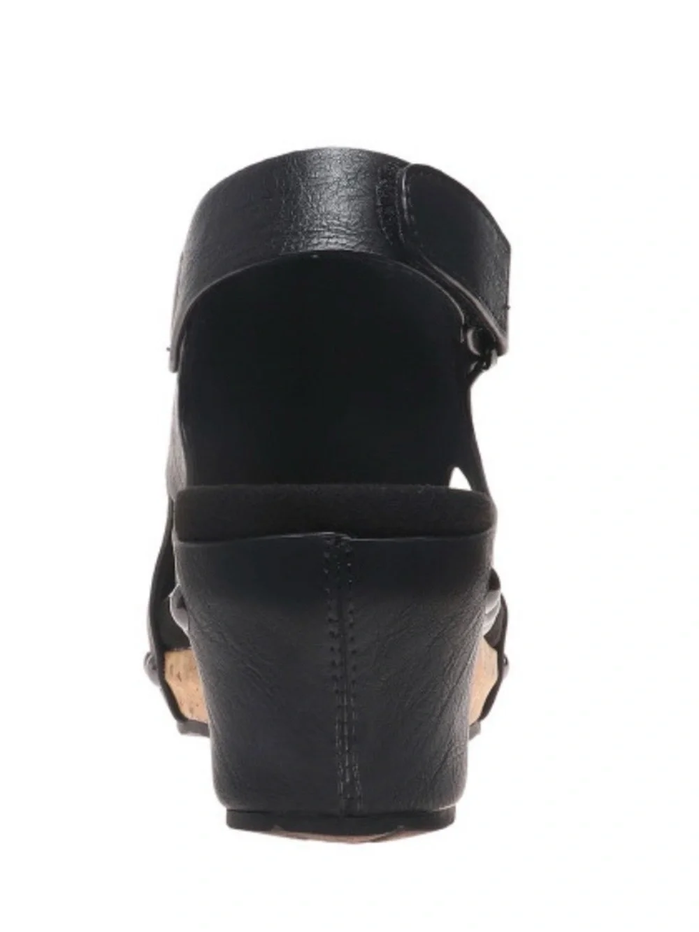 Pierre Dumas Black Cork Wedge Slingback Sandal